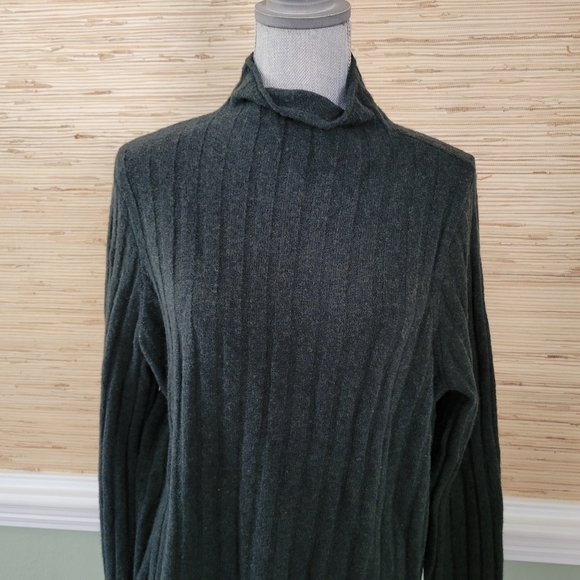 Madewell Everest Mock Neck Wool Blend Sweater Heather Pine Rib Knit XXL - Picture 3 of 8